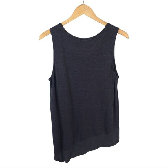 WS680 Women’s St. Tropez West Asymmetrical LINEN Tank Blouse Top L - Picture 3 of 4